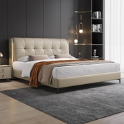索菲亚床双人1.8x2米欧式大床卧室床意式轻奢真皮床奶油风床