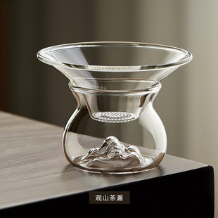 台湾禾器耐热玻璃茶漏茶滤创意茶叶过滤网茶隔漏斗茶具配件滤茶器