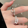 镂空珍珠爱心戒指两件套女开口可调节小众设计食指戒个性时尚指环