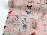 复古法式粉色系蝴蝶，贝壳标本数码印花布，diy手工儿童连衣裙口金包