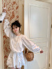 murrmure白蕾丝(白蕾丝)少女，白色花边衬衫法式复古设计感半裙套装女上衣