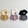 韩国同款婴儿童夏装 洋气纯棉宝宝短袖套装花朵T恤灯笼裤两件套
