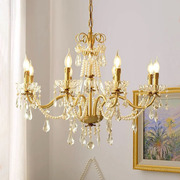 全铜美式复古欧式客厅餐厅灯法式轻奢浪漫蜡烛水晶公主房卧室吊灯