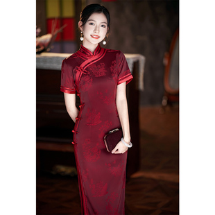 喜婆婆婚宴装2024妈妈礼服，平时可穿高端高贵新中式红色旗袍