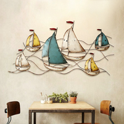 美式复古壁饰地中海风格帆船，壁挂墙面铁艺，装饰咖啡厅酒吧装饰品