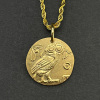 古希腊饰品金币吊坠镀金水瓶座守护神雅典娜猫头鹰仿古币硬币项链