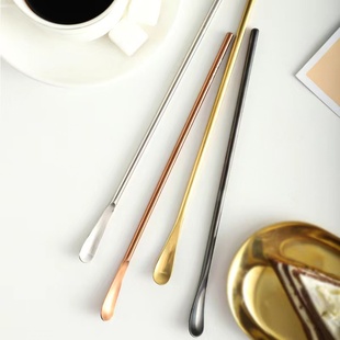 日式304不锈钢长柄搅拌棒咖啡小勺子创意冰勺搅拌勺调酒棒蜂蜜勺