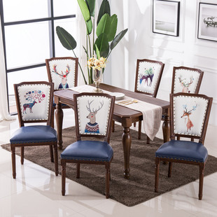 美式纯实木靠背餐椅 橡木简约欧式书桌椅家用经济型餐厅书房椅子