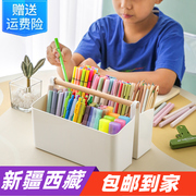 马克笔收纳盒大容量笔筒书桌面儿童，画笔水彩笔铅笔文具桶笔架置物