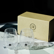 日本进口深川硝子冰裂纹手工酒杯水晶玻璃情侣对杯透明水杯礼盒装