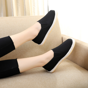 黑色布鞋女上班工作鞋平底软底舒适老北京中年女鞋妈妈鞋平底布鞋