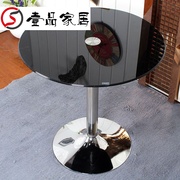 钢化玻璃圆桌时尚洽谈桌谈判桌简约现代小户型餐桌飘窗茶几小