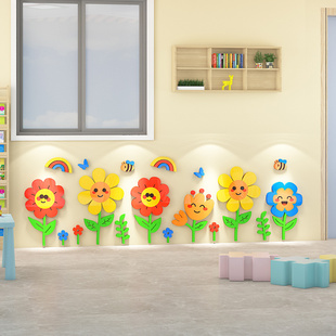 幼儿园环创主题走廊踢脚线卡通墙贴托管班文化墙，教室布置墙面装饰