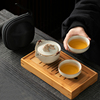 米黄汝窑快客杯一壶二杯手抓泡茶壶茶杯简易个人专用便携旅行茶具