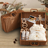 新生儿礼盒有机彩棉衣服套装婴儿秋冬季礼物宝宝木质手摇铃玩具
