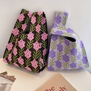 日系针织女包印花包包编织包手提包时尚便携手拎包包女式遛弯