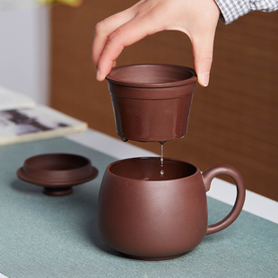 紫砂杯功夫茶杯男士办公室泡茶杯子大容量宜兴手工功夫茶具带过滤