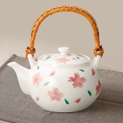 日本常滑烧樱花手提式过滤泡茶壶，日式功夫茶具陶瓷防烫急须壶茶具