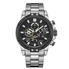 男表商务夜光钢带石英士(石，英士)休闲手表，6针尔运动圆形白色黑色国产腕表