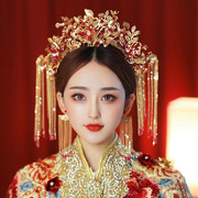 2023款唯美古典水晶琉璃新娘，秀禾头饰红色气质造型婚礼配饰套装