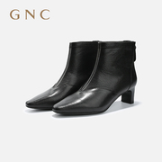 gnc时尚高跟尖头真皮弹力瘦瘦靴2023冬优雅气质，名媛时装短靴