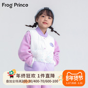 青蛙王子童装女小童冬季文艺棉马甲2023钉珠片保暖棉上衣外套