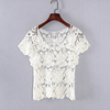 林系列(林系列)夏季女装，库存折扣米，白色甜美蕾丝衫短袖衬衫y3753