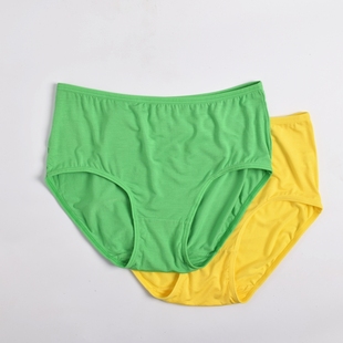 中腰舒适简约女士内裤，纯棉莫代尔绿色黄色裤，考试女生内裤一路绿灯