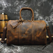 复古男士手提包疯马皮，大容量旅行包行李，包单肩斜跨包真皮男包