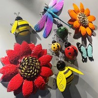 田园风铁艺昆虫壁饰庭院，幼儿园装饰花朵蜜蜂瓢虫，蝴蝶创意户外挂件