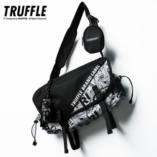 truffle潮牌单肩斜挎包男休闲大容量，学生通勤挎包，女街头潮流背包