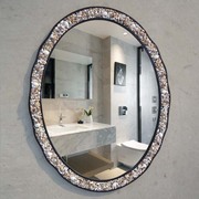 地中海贝壳镜美式壁挂卫生间化妆镜欧式圆形浴室镜专用洗手间镜子