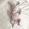 网红宝宝三角哈衣套装百天照衣服，婴儿满月长袖男女可爱爬服兔子装