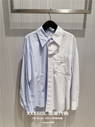 香港lvir24春夏水洗，做旧收腰短袖牛仔衬衫