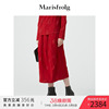 marisfrolg玛丝菲尔羊毛2020年冬季红色中长款波点半身裙裙子