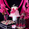 玫红黑色系婚礼甜品台慕斯杯贴纸生日派对棒棒糖纸杯蛋糕插件装饰