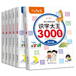 识字大王3000字全套6册 认字卡片幼儿认字 幼儿启蒙早教书 学前识字幼儿园大班升一年级幼小衔接教材 看图识字卡大图大字