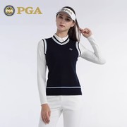 pga高尔夫服装女士时尚，毛织背心v领套头针织，毛衣舒适保暖101328