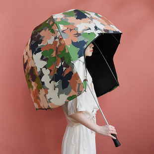 创意关晓彤卖萌头盔雨伞晴雨两用防晒网红帽子儿童遮阳情侣双人伞