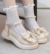 女童鞋2024春季儿童演出白色，小皮鞋女孩中大童洛丽塔公主单鞋