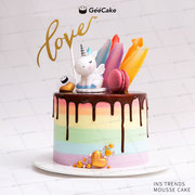 gifcake蛋糕彩虹独角兽，网红生日蛋糕北京上海西安南昌嘉兴同城送