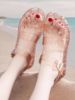透明水晶凉鞋女夏平底韩版学生，露趾果冻沙滩鞋，防滑复古塑胶防水鞋