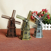 荷兰旅游纪念拍荷兰风车，欧式金属工艺品，摆件合金大风车磨房欧式