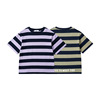 RS家男童短袖T恤24夏季日系女童条纹中大童儿童宽松半袖体恤