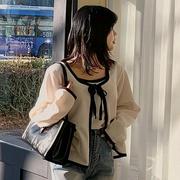 韩国特大码女装胖mm春装配色两件套时尚针织衫0126