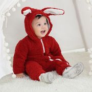 婴儿冬装连体衣个月宝宝棉服秋冬季衣服外出夹棉哈衣羊羔绒爬服