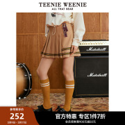 TeenieWeenie小熊奥莱春夏学院风条纹撞色百褶裙半身裙高腰A字裙