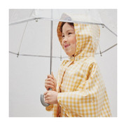 韩国ins2022男女童格子斗篷式雨衣时尚宽敞儿童可爱连帽雨披