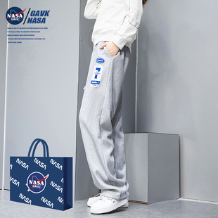 NASA GAVK运动裤男裤春季男士宽松透气直筒束脚卫裤情侣长裤裤子
