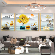 晶瓷画客厅装饰画简约现代钻石画高档大气，沙发背景墙挂画2022